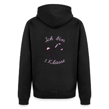 Erste Klasse Einhorn - Unisex Premium Bio Zip Hoodie - Schwarz - Hinten - Nico (187cm)