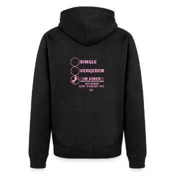 Beziehung New Forest Pony - Unisex Premium Bio Zip Hoodie - Schwarz - Hinten - Nico (187cm)