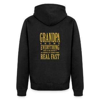 Opa. Opa repariert alles. - Unisex Premium Bio Zip Hoodie - Schwarz - Hinten - Nico (187cm)