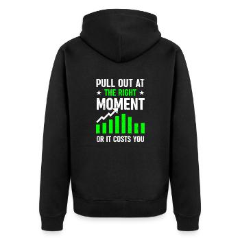 Sortez au bon moment - Ou cela vous coûte - Veste à capuche bio Premium Unisexe - noir - Dos - Nico (187cm)