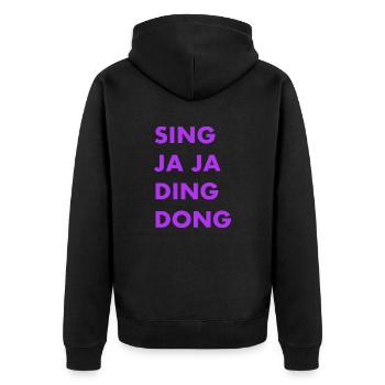 Singen ja ja ding dong eurovision isländisches shirt orig - Unisex Premium Bio Zip Hoodie - Schwarz - Hinten - Nico (187cm)