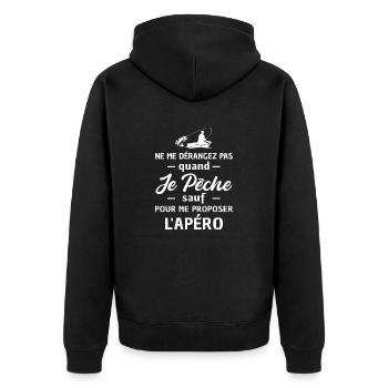 pêche et l'apéro / humour pêcheur - Veste à capuche bio Premium Unisexe - noir - Dos - Nico (187cm)