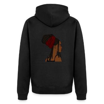 Rasta Woman African Afro Melanin - Unisex Premium Organic Zip Hoodie - black - Back - Nico (187cm)