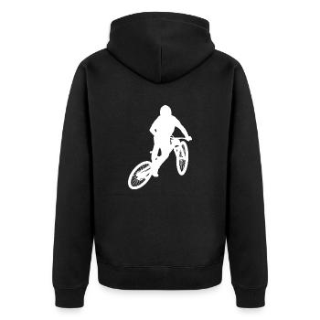 Downhill Mountainbike, Cross Mountainbiker BMX MTB - Unisex Premium Bio Zip Hoodie - Schwarz - Hinten - Nico (187cm)