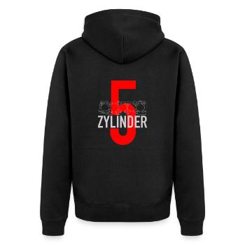 5 Zylinder - Unisex Premium Bio Zip Hoodie - Schwarz - Hinten - Nico (187cm)