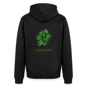 vegetarisches Cannabis - Unisex Premium Bio Zip Hoodie - Schwarz - Hinten - Nico (187cm)
