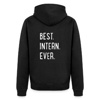 bester Praktikant - Unisex Premium Bio Zip Hoodie - Schwarz - Hinten - Nico (187cm)