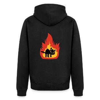 Burning hot cat - Unisex Premium Organic Zip Hoodie - black - Back - Nico (187cm)
