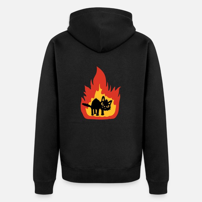 Brennende heiße Katze - Unisex Premium Bio Zip Hoodie - Schwarz