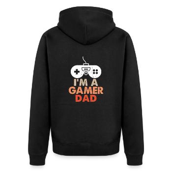 i m a gamer dad - Unisex Premium Bio Zip Hoodie - Schwarz - Hinten - Nico (187cm)