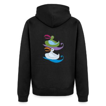 seagull pair colorful - Unisex Premium Organic Zip Hoodie - black - Back - Nico (187cm)