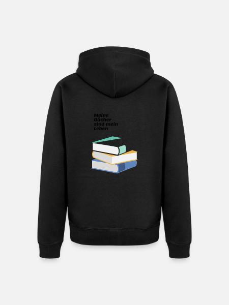 Bücher und Leben - Unisex Premium Bio Zip Hoodie - Schwarz