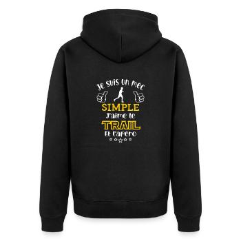 je suis un mec simple j'aime le trail et l'apéro - Veste à capuche bio Premium Unisexe - noir - Dos - Nico (187cm)