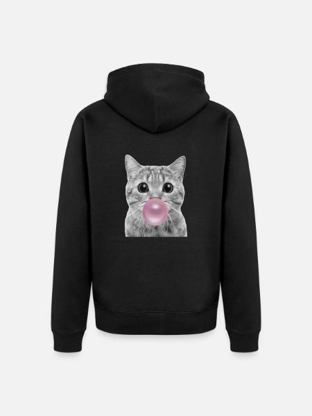Bubble Cat - Unisex Premium Organic Zip Hoodie - black