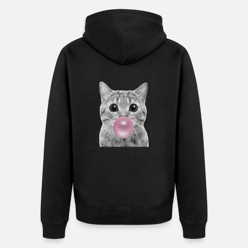 Bubble Cat - Unisex Premium Organic Zip Hoodie - black
