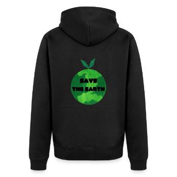 Save the Earth - Unisex Premium Bio Zip Hoodie - Schwarz - Hinten - Nico (187cm)