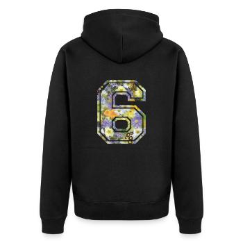 Numero 6 fleur, Équipe Foot, basket université - Veste à capuche bio Premium Unisexe - noir - Dos - Nico (187cm)
