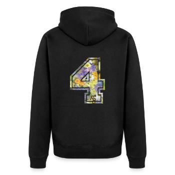 Number 4 flower, Football team, university basketball - Unisex Premium Organic Zip Hoodie - black - Back - Nico (187cm)
