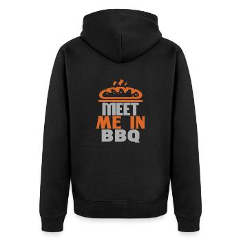 MEET ME IN BBQ - Unisex Premium Organic Zip Hoodie - black - Back - Nico (187cm)