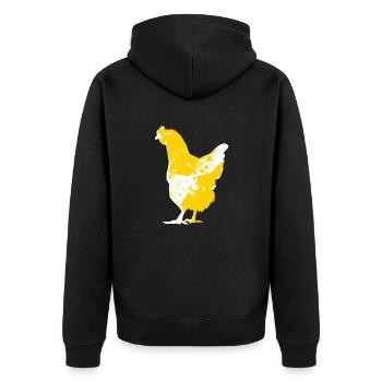 Huhn - Unisex Premium Bio Zip Hoodie - Schwarz - Hinten - Nico (187cm)