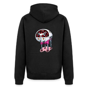 Cherry Dog - Unisex Premium Bio Zip Hoodie - Schwarz - Hinten - Nico (187cm)
