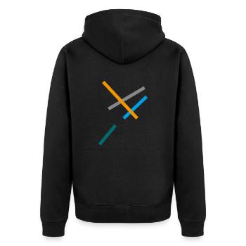 Minimal stripe design - Unisex Premium Organic Zip Hoodie - black - Back - Nico (187cm)