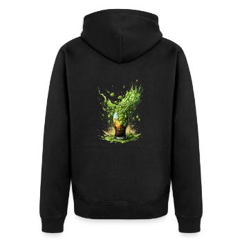 Explosion de houblon dans un verre à bière - Veste à capuche bio Premium Unisexe - noir - Dos - Nico (187cm)