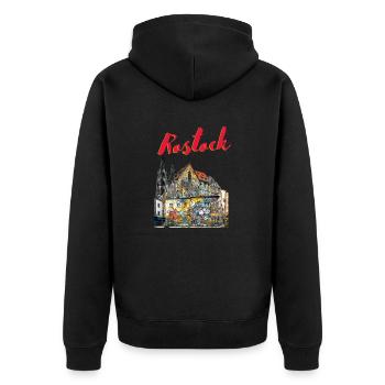 Rostock Stadt Deutschland Graffiti Street art cool - Unisex Premium Bio Zip Hoodie - Schwarz - Hinten - Nico (187cm)