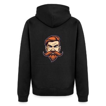 Mustache Man - Unisex Premium Bio Zip Hoodie - Schwarz - Hinten - Nico (187cm)