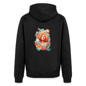 Retro Elegance: Vintage Lady - Unisex Premium Organic Zip Hoodie - black - Back - Nico (187cm)
