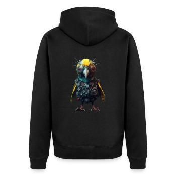 Cute Steampunk Bird - Unisex Premium Organic Zip Hoodie - black - Back - Nico (187cm)