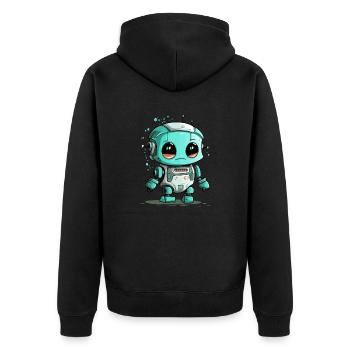 Tok der kleine Roboter - Unisex Premium Bio Zip Hoodie - Schwarz - Hinten - Nico (187cm)