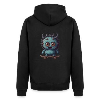 Skateboard Monster - Unisex Premium Bio Zip Hoodie - Schwarz - Hinten - Nico (187cm)