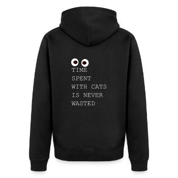 Lustige Katzensprüche Geschenke für Katzenliebhaber - Unisex Premium Bio Zip Hoodie - Schwarz - Hinten - Nico (187cm)