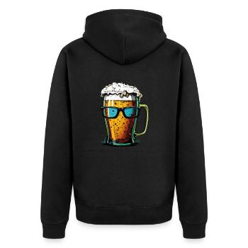 Bier Sonnenbrille - Unisex Premium Bio Zip Hoodie - Schwarz - Hinten - Nico (187cm)