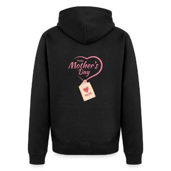 Happy Mouther Day - Unisex Premium Bio Zip Hoodie - Schwarz - Hinten - Nico (187cm)