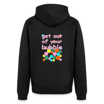 bubble englische Version - Unisex Premium Bio Zip Hoodie - Schwarz - Hinten - Nico (187cm)