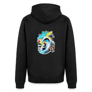 Surfing Beach Palm Tree Sunshine Holidays - Unisex Premium Organic Zip Hoodie - black - Back - Nico (187cm)