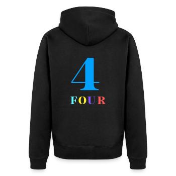 Four-4e anniversaire - Veste à capuche bio Premium Unisexe - noir - Dos - Nico (187cm)