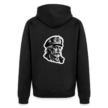 Capitaine / Marin / Marin / Marin / Maritime / Ahoy - Veste à capuche bio Premium Unisexe - noir - Dos - Nico (187cm)