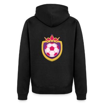 Fussball König Wappen - Unisex Premium Bio Zip Hoodie - Schwarz - Hinten - Nico (187cm)