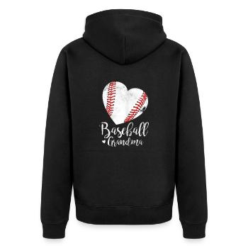 Baseball-Oma-Muttertag - Unisex Premium Bio Zip Hoodie - Schwarz - Hinten - Nico (187cm)