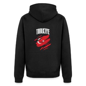 Turkey - Turkish as a gift - Unisex Premium Organic Zip Hoodie - black - Back - Nico (187cm)