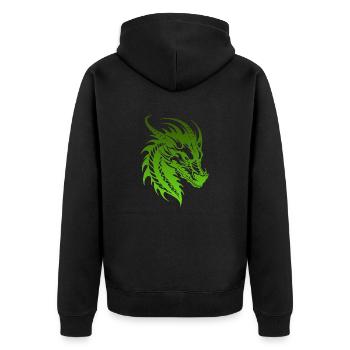 Fantasy Drache Anime Drachenkopf Mythisches Reptil - Unisex Premium Bio Zip Hoodie - Schwarz - Hinten - Nico (187cm)