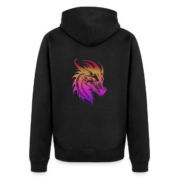 Fantasy Drache Anime Drachenkopf Mythisches Reptil - Unisex Premium Bio Zip Hoodie - Schwarz - Hinten - Nico (187cm)