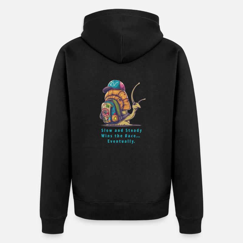 Langsam und stetig - Unisex Premium Bio Zip Hoodie - Schwarz
