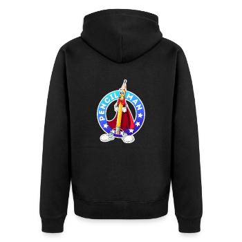Bleistift-Mann - Unisex Premium Bio Zip Hoodie - Schwarz - Hinten - Nico (187cm)