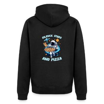 Silence Stars & Pizza - Unisex Premium Organic Zip Hoodie - black - Back - Nico (187cm)