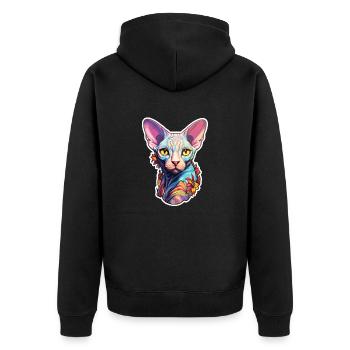Sphynx-Katzenkopf - Unisex Premium Bio Zip Hoodie - Schwarz - Hinten - Nico (187cm)