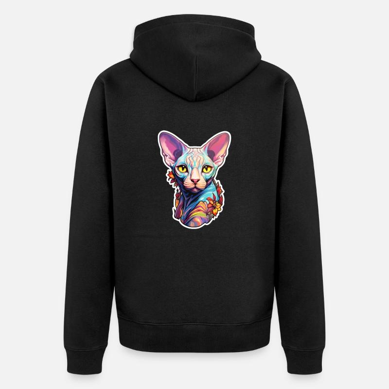 Tête de chat Sphynx - Veste à capuche bio Premium Unisexe - noir
